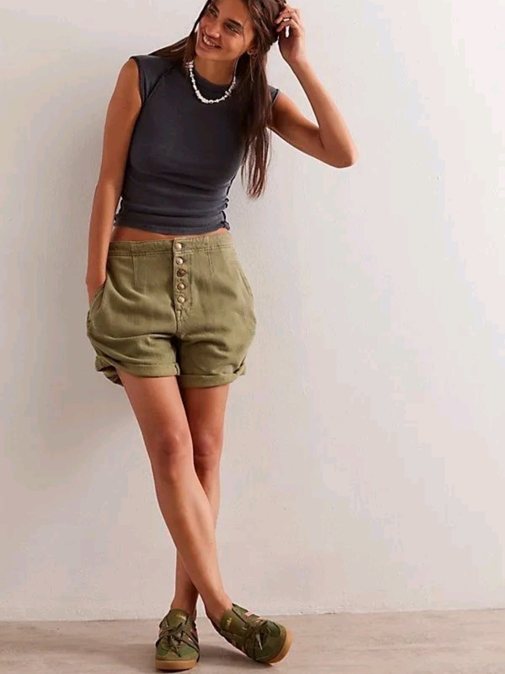We The Free Osaka Relaxed Shorts In Olive/Army Sz 28 NWOT